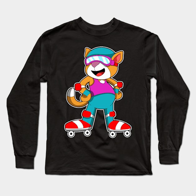 Cat at Inline skating with Inline skates & Helmet Long Sleeve T-Shirt by Dragna99